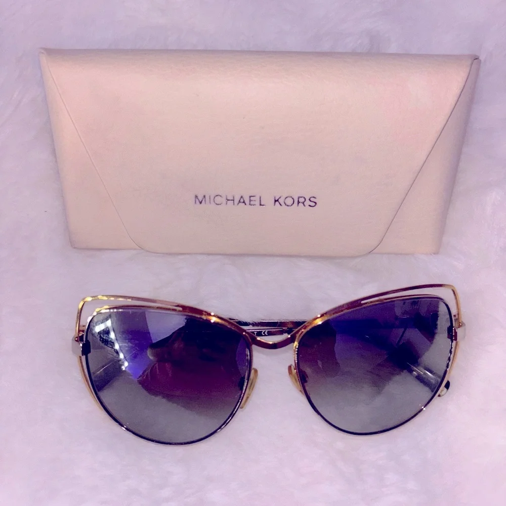 Michael Kors Black and Gold Sunglasses with Aviator Lenses